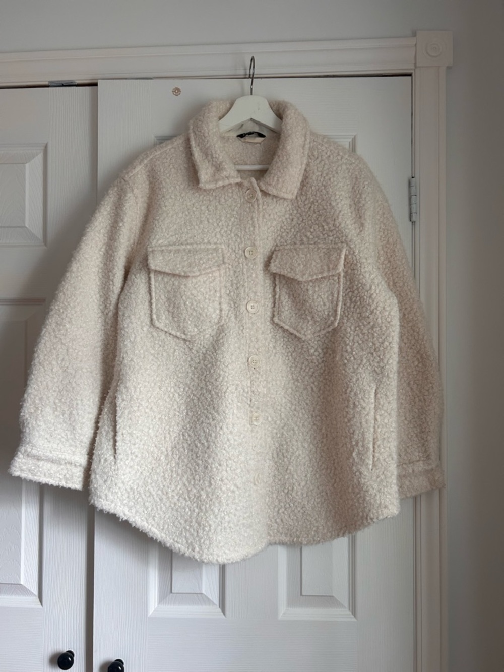 Oversized Cream Sherpa Button-Up Shacket